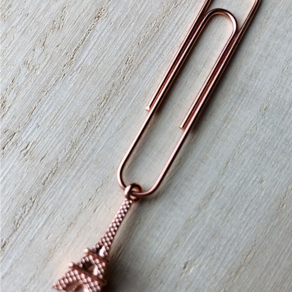 Eiffel Tower Paper Clip Bookmark in Rose Gold for Agenda Planners - Picture 1 of 5